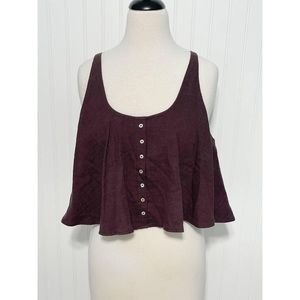 ZARA Chocolate Brown Flounce Crop Top size Large BNWT